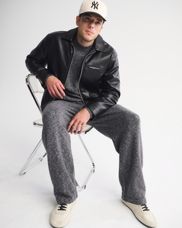 Baggy Open-Hem Sweater Pant, Dark Gray view 2