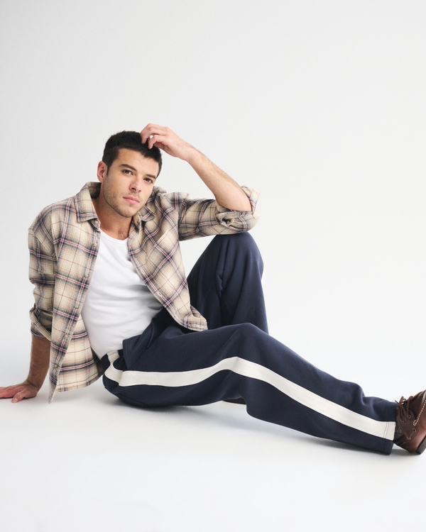 Essential Baggy Open-Hem Sweatpant, Sapphire Stripe view 1