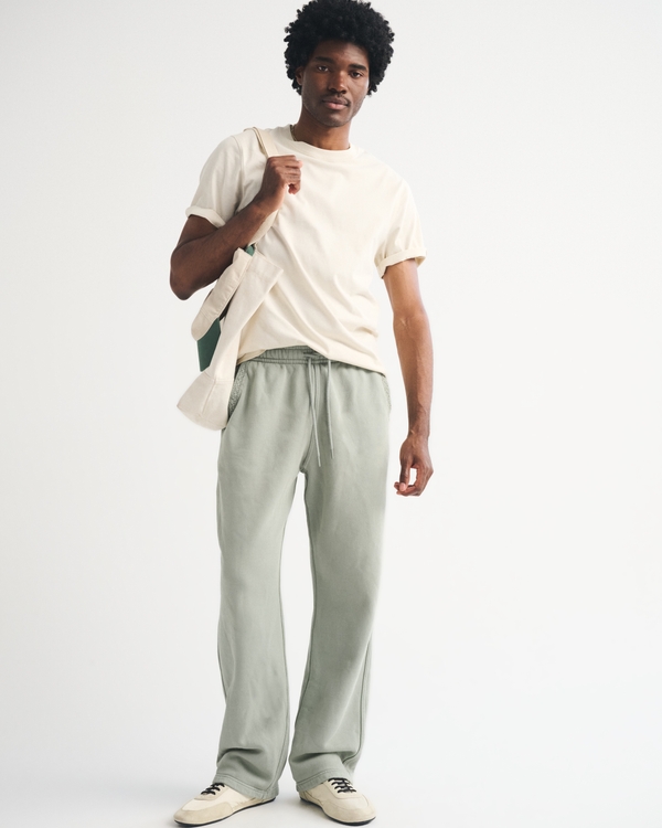 Essential Baggy Open-Hem Sweatpant, Frosty Olive view 1