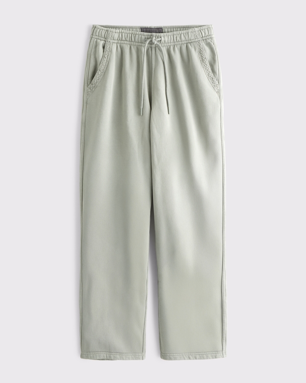 Essential Baggy Open-Hem Sweatpant, Frosty Olive view 1