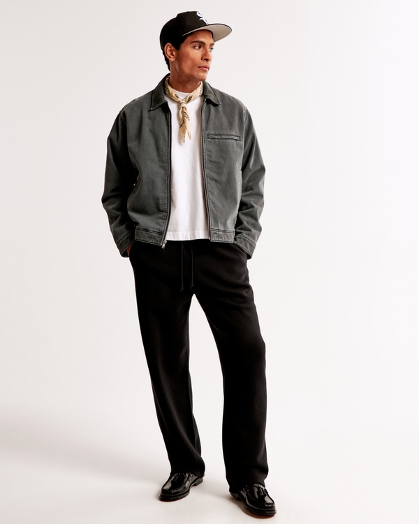 Essential Baggy Open-Hem Sweatpant, Black view 1