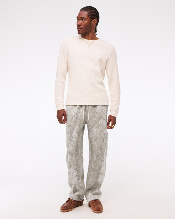 Essential Baggy Open-Hem Sweatpant, Taupe Camo view 1