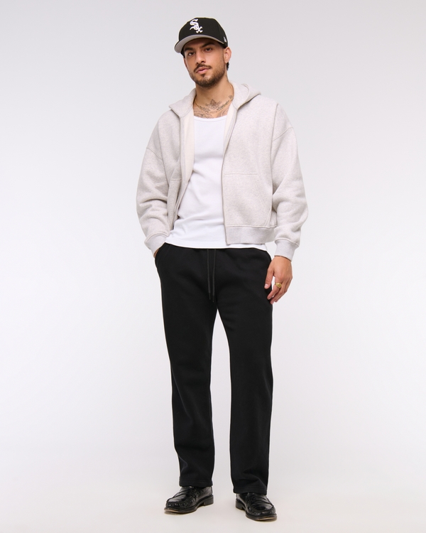 Essential Straight Open-Hem Sweatpant, Black view 1