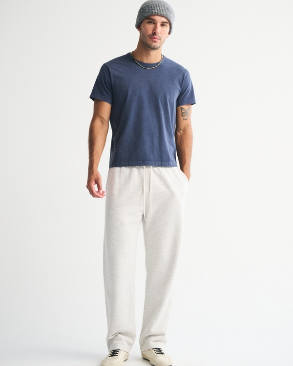 Essential Straight Open-Hem Sweatpant, Light Heather Gray view 1