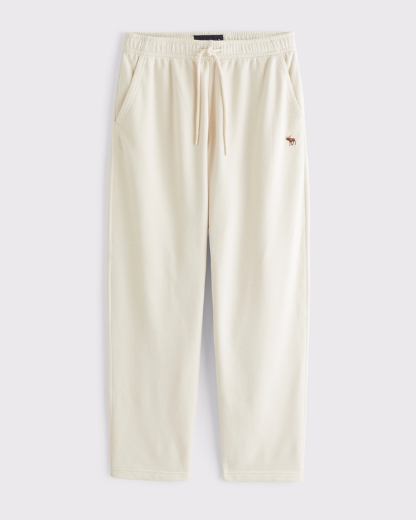 Straight Open-Hem Signature Icon Sweatpant, Warm Beige view 1