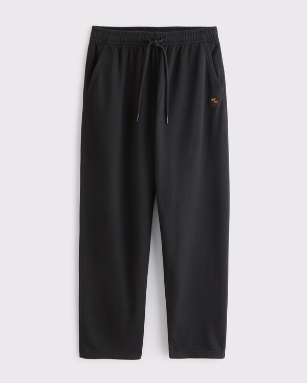 Pantaloni di felpa con icona caratteristica con fondo aperto dritti, Black view 1
