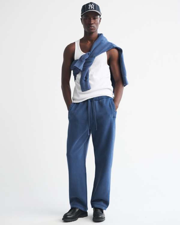 Heritage Heavyweight Baggy Open-Hem Sweatpant, Blue Wash view 1