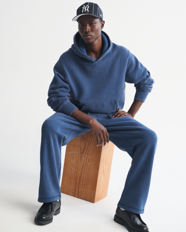 Heritage Heavyweight Baggy Open-Hem Sweatpant, Blue Wash view 2