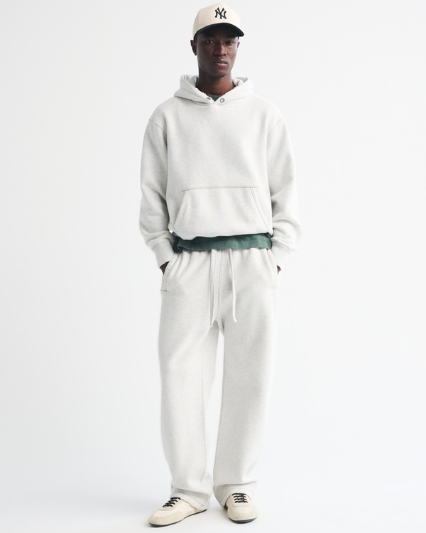 Heritage Heavyweight Baggy Open-Hem Sweatpant, Light Heather Gray view 1