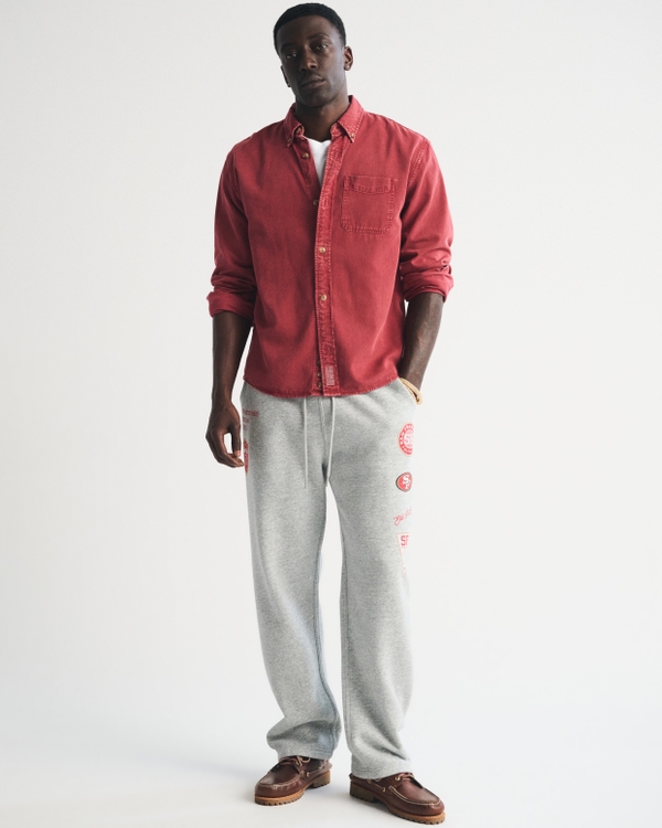 San Francisco 49ers Baggy Open-Hem Sweatpant, Heather Grey-forty Niners view 1