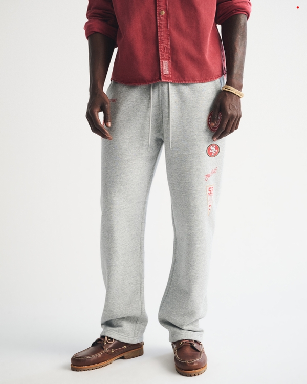 San Francisco 49ers Baggy Open-Hem Sweatpant, Heather Grey-forty Niners view 2