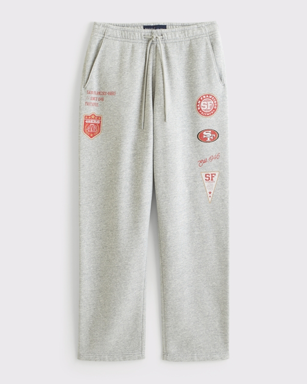 San Francisco 49ers Baggy Open-Hem Sweatpant, Heather Grey-forty Niners view 1