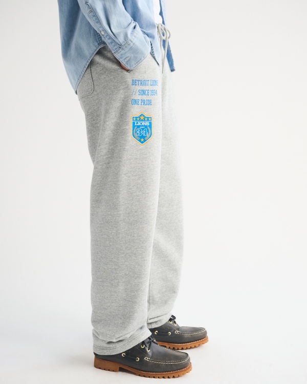 Detroit Lions Baggy Open-Hem Sweatpant, Heather Grey-lions view 2