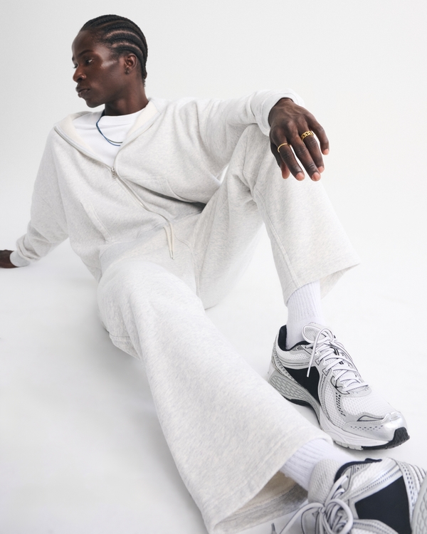 Essential Straight Open-Hem Sweatpant, Heather Gray view 1
