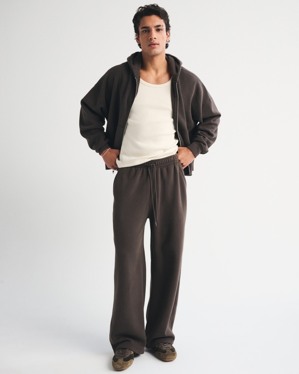 Essential Ultra Baggy Open-Hem Sweatpant, Dark Brown view 1