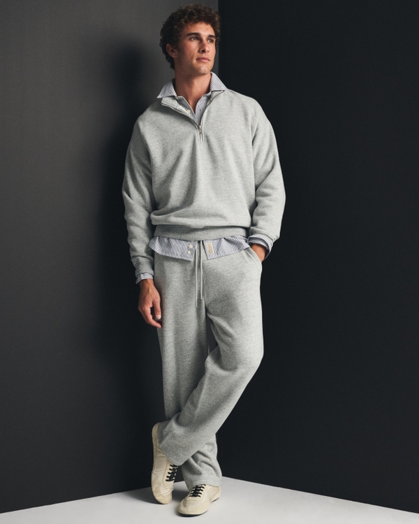 Essential Staight Open-Hem Sweatpant, Dark Heather Gray view 1
