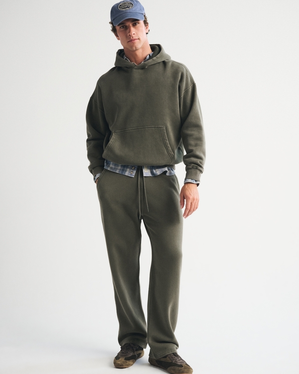 Essential Staight Open-Hem Sweatpant, Olive Wash view 1