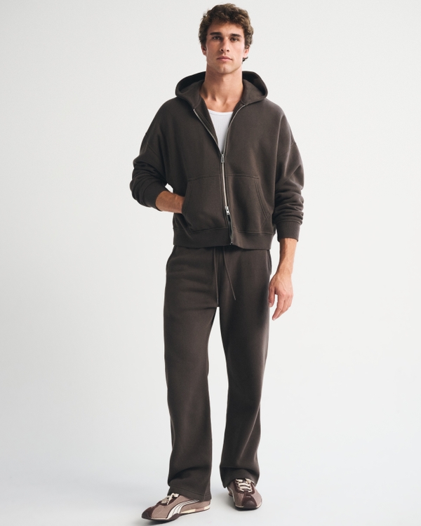 Essential Straight Open-Hem Sweatpant, Dark Brown view 1