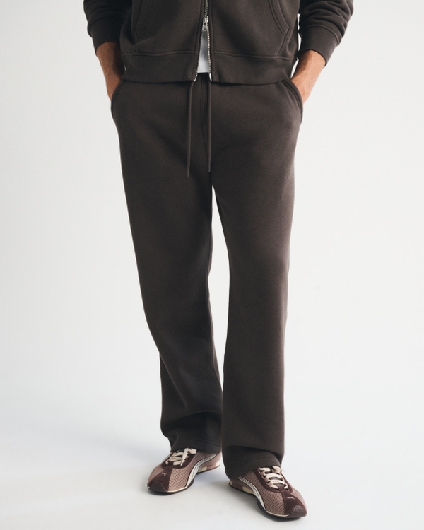 Essential Straight Open-Hem Sweatpant, Dark Brown view 2