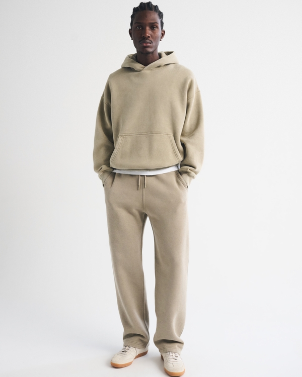 Essential Straight  Open-Hem Sweatpant, Light Brown Wash view 1