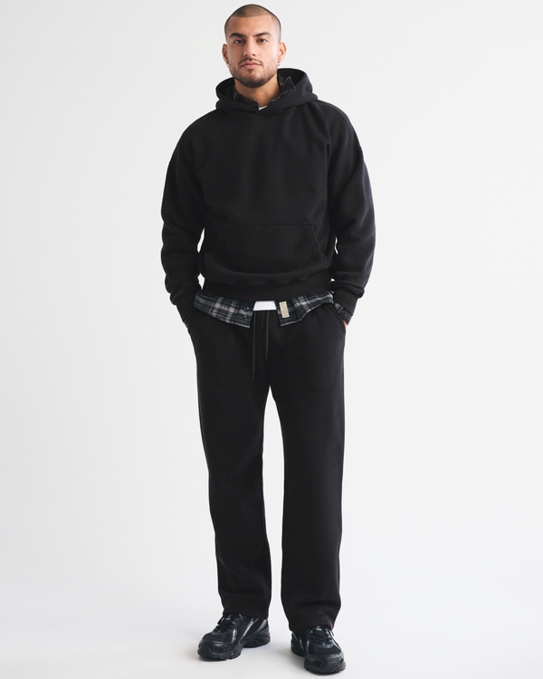 Essential Straight Open-Hem Sweatpant, Washed Black view 1