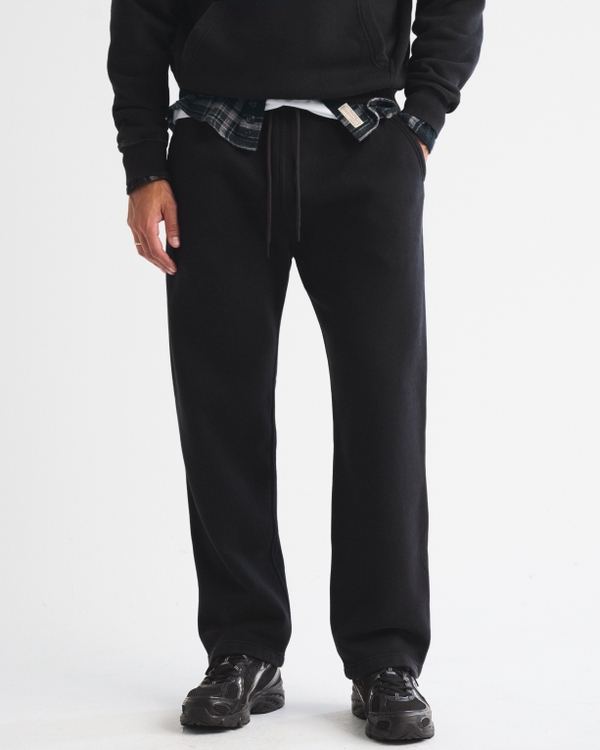 Essential Straight Open-Hem Sweatpant, Washed Black view 2
