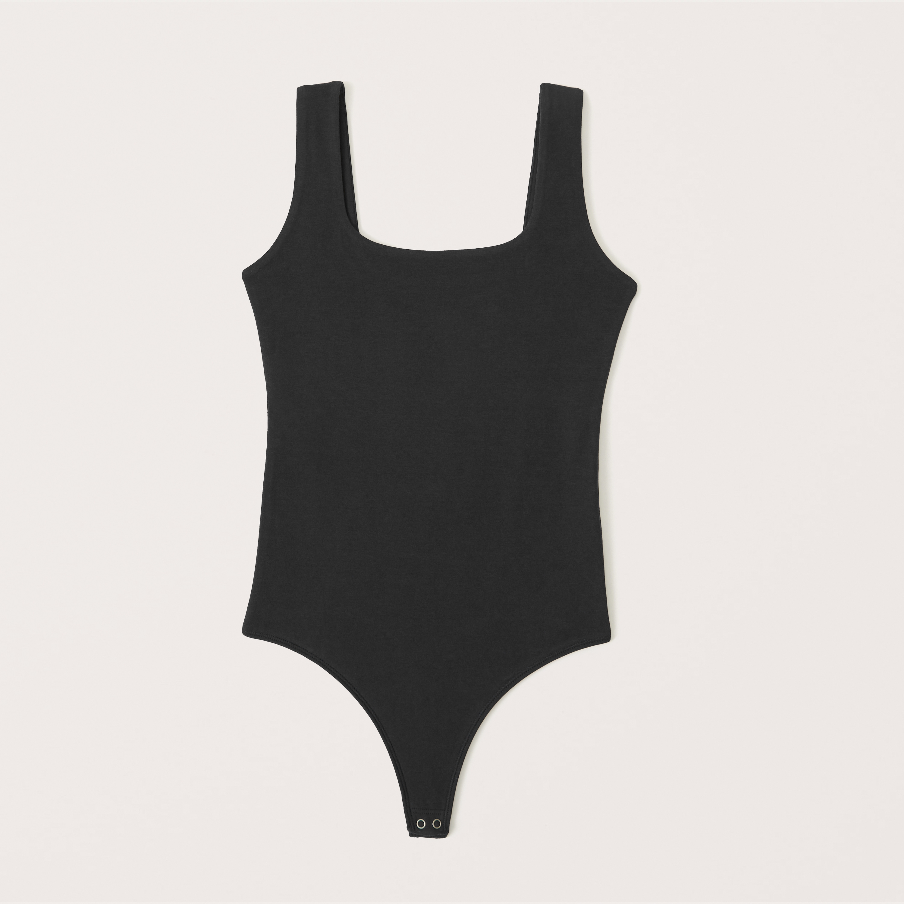 Abercrombie & Fitch Cotton-blend Seamless Fabric Tank Bodysuit In Black