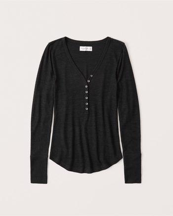 Women's LongSleeve Cozy Henley Women's Clearance