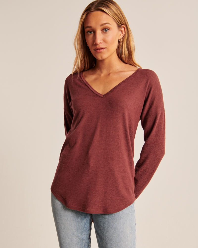 Cozy Long-Sleeve V-Neck Legging Tee