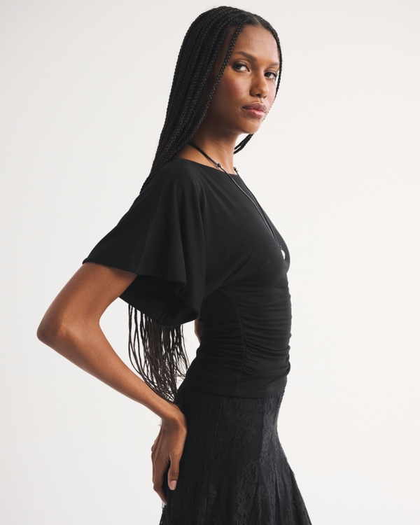Women's Super Soft Flutter Sleeve Slash Top | Women's Clearance
