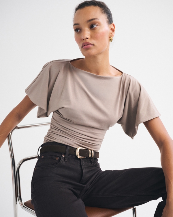 Flutter-Sleeve Slash Top by Abercrombie & Fitch