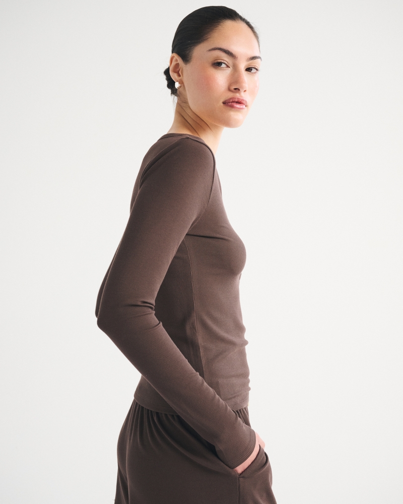 Modal-Blend Lounge Rib Henley - thumbnail 5