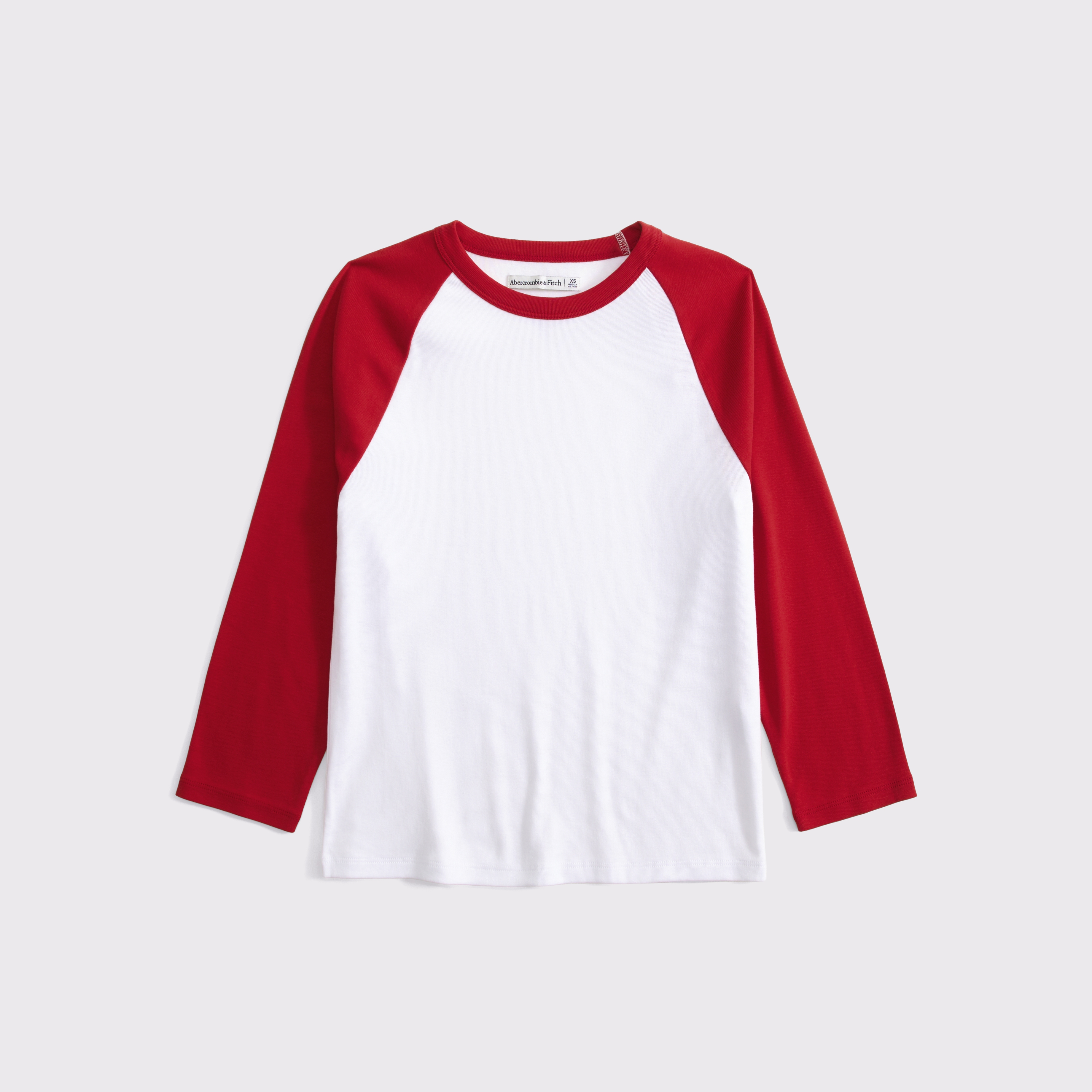 Женская футболка Abercrombie & Fitch 3/4 Sleeve Baseball, цвет: Яркий красный — фото 1