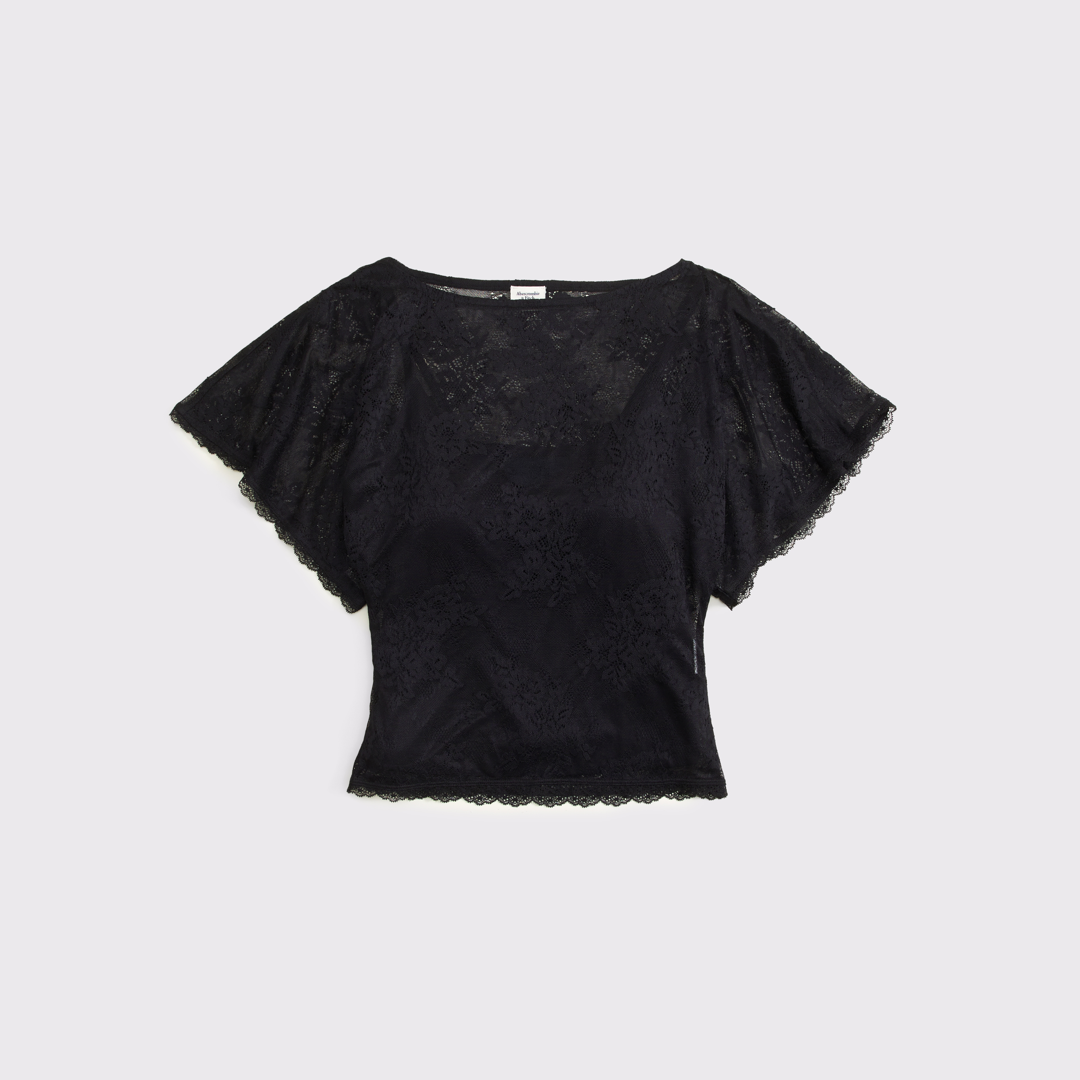 Lace Flutter Sleeve Slash Top