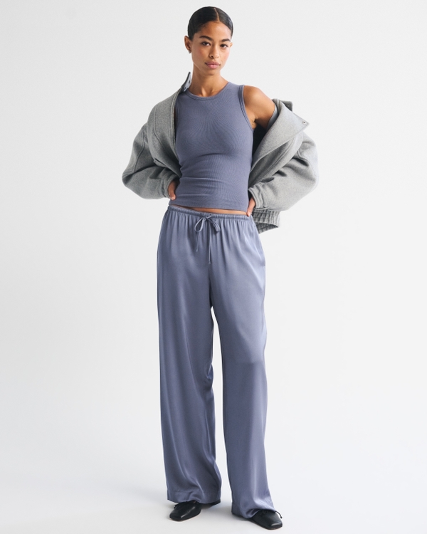 Bra-Free Rib High Neck Tank, Sable Gray view 2