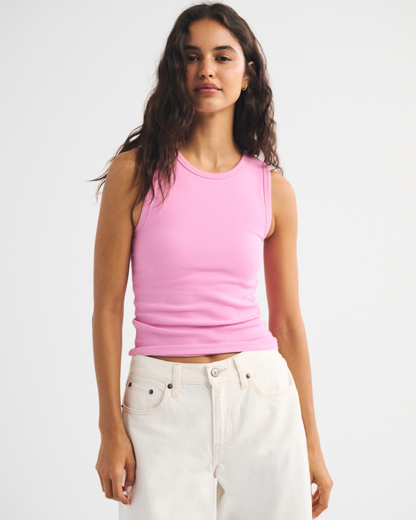 Bra-Free Rib High Neck Tank