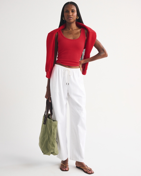 Bra-Free Rib Scoop Neck Tank, Red view 2