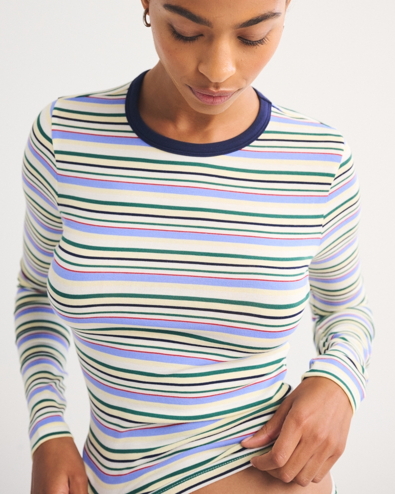 Long-Sleeve Modal-Blend Lounge Tee - thumbnail 3