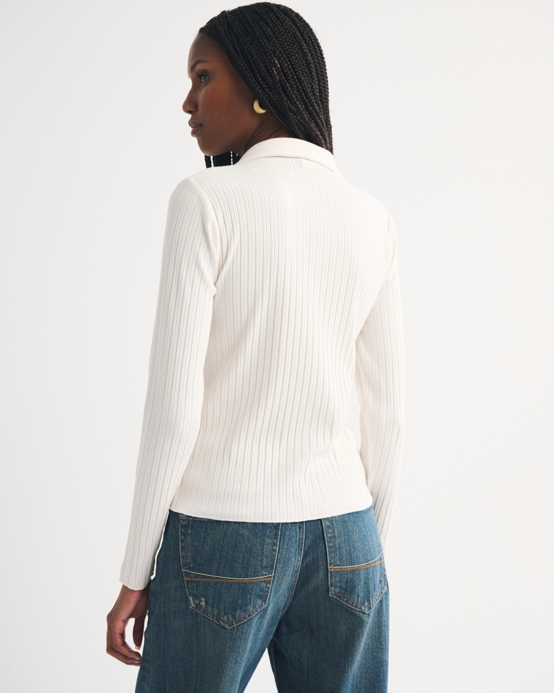 Collared Rib Button-Through Top - thumbnail 9