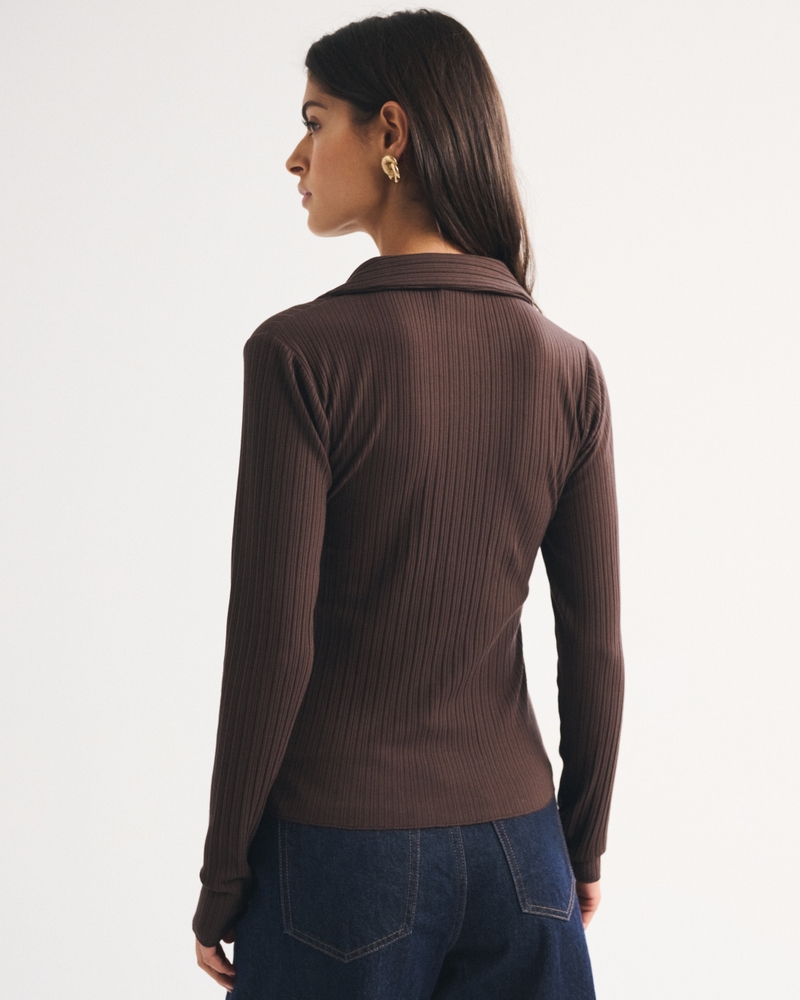 Collared Rib Button-Through Top - thumbnail 4
