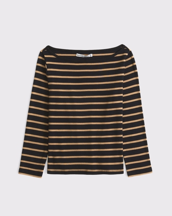 3/4 Sleeve Boat Neck Top