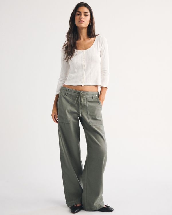 3/4 Sleeve Pointelle Button Through Top, White view 2