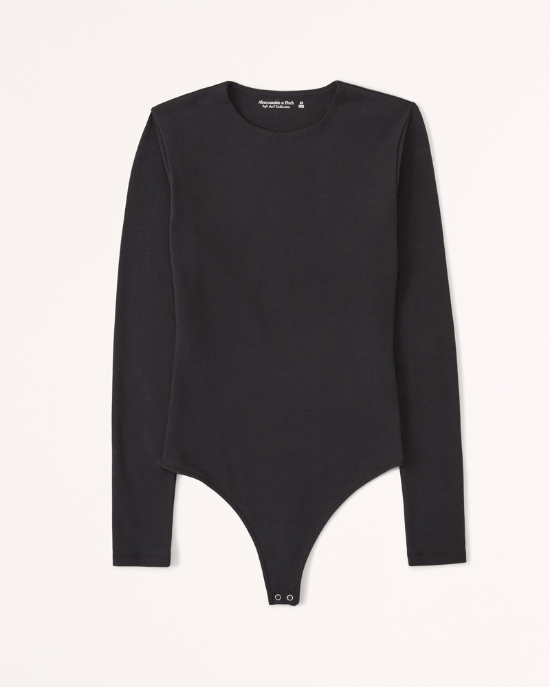 Abercrombie & Fitch Long-Sleeve Cotton Seamless Fabric Crew Bodysuit