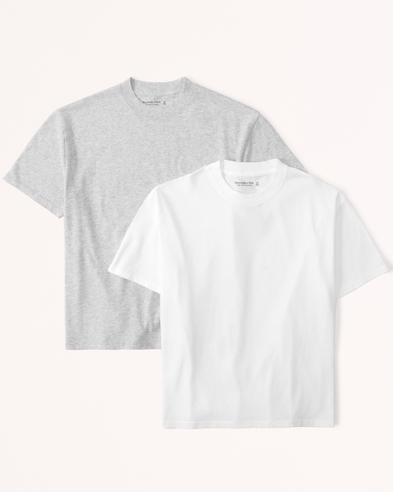 Women's 2-Pack Essential Easy Tees in Light Grey-White | Size Xxs | Abercrombie & Fitch