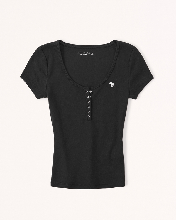 Women's Vol. 28 Essential Short-Sleeve Graphic Wedge Tee in Black | Size S | Abercrombie & Fitch