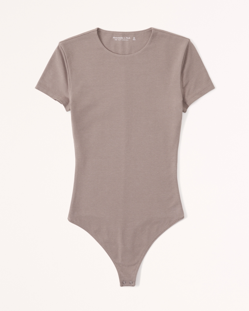 Out Of Body Experience Short Sleeve Bodysuit - Taupe/combo