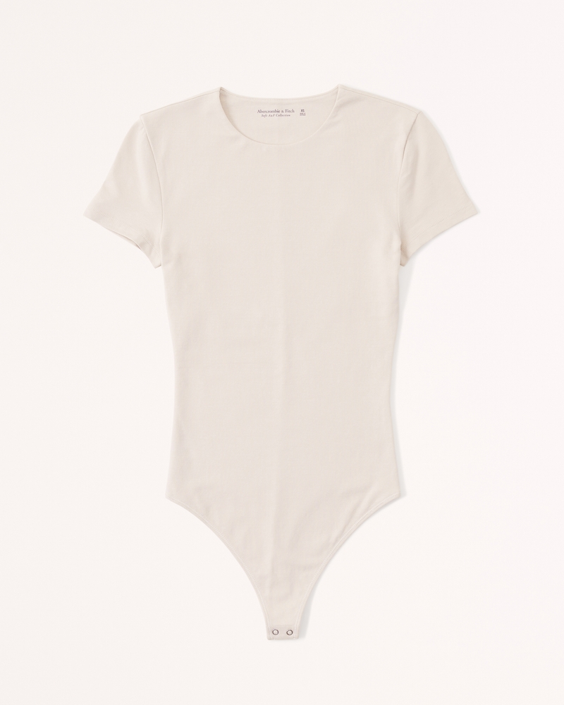 NEW Small Beige Bodysuit Short Sleeve