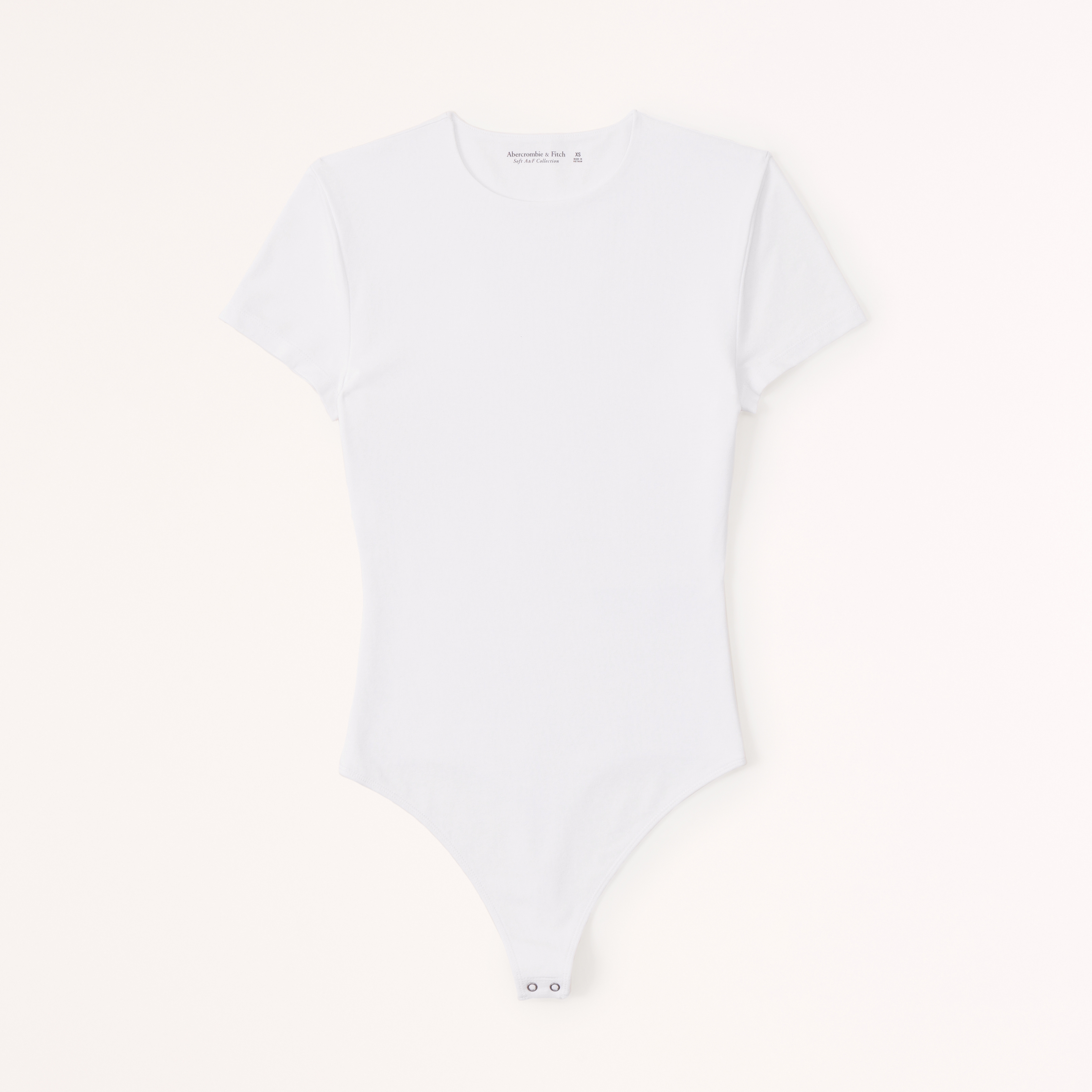 Abercrombie & Fitch Short-sleeve Cotton-blend Seamless Fabric Crew Bodysuit In White