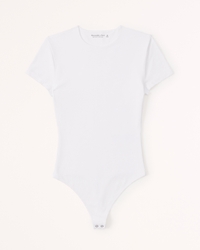 Short-Sleeve Cotton-Blend Seamless Fabric Crew Bodysuit