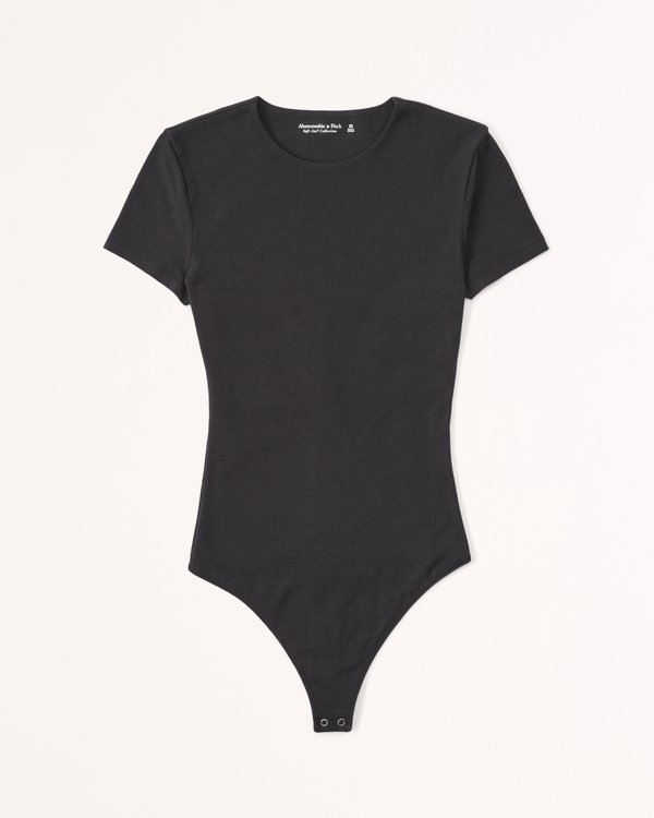 Short-Sleeve Cotton-Blend Seamless Fabric Crew Bodysuit